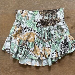 Aerie Linen Blend Animal Print Skirt size medium